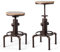 HOMASIS Barhocker höhenverstellbar aus Holz & Metall, Vintage-Barstuhl im Industriestil, 360°Drehhocker mit Kiferplatte, Fußstütze & Anti-Rutsch Fußpolster, Bistrohocker für Bars & Cafés (Bronze)