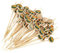 JIHUOO 100 palillos de madera para hamburguesas, palillos de cóctel, sándwich de frutas, palillos de dientes decorativos, pinchos de postre para baby shower, cumpleaños, boda, fiesta