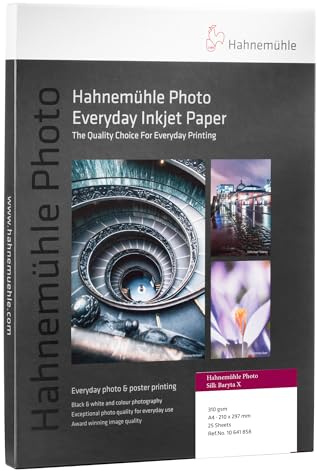 Hahnemühle Photo Silk Baryta X, zellulosebasiertes Inkjet-Papier mit 310 g/m², seidenmatt, weiß (210 x 297 mm)