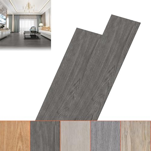 ACXIN 91,44 x 15,24 x 0,2 cm PVC Bodenbelag, Vinylboden Selbstklebend Klebefliesen Boden, 18 Stück für Circa 2,5m², Klick Vinylboden Laminat Klebevinyl, Holz-Effekt (Night Oak)