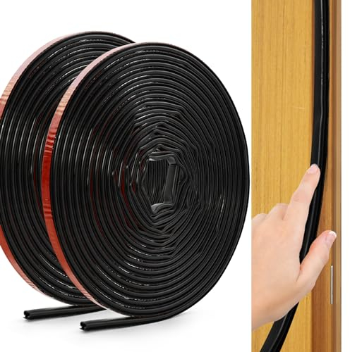 2 Stück Türdichtung Selbstklebend,12m Tür Dichtungsband Dichtband Selbstklebend Wasserdicht Haustür Dichtung Türdichtung Unten Dichtungsstreifen Türdichtung Gummi (Schwarz)