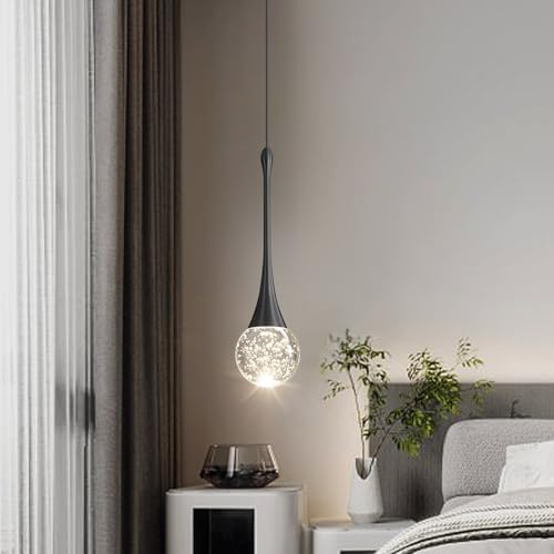 cenozo Modern Pendant Lights for Kitchen Island LED Dimmable Crystal Glam Ceiling Pendant Lighting for Dining Room Hallway Bedroom Corner Lamp Black