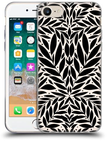 Head Case Designs Offizielle Gabriela Thomeu Schwarze Und Weiße Volksblätter Blumig Gel Handyhülle Hülle [Militärischer Schutzgrad] Kompatibel mit Apple iPhone 7/8 / SE 2020 & 2022