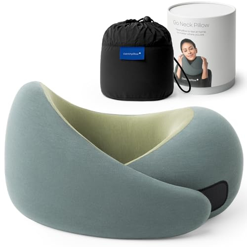 Ostrichpillow Go Neck Pillow - Reisekissen mit Memory Foam, 360º Ergonomisches Design, Asymmetrische Seiten, Reisetasche Inklusive, Waschbarer Modal-Bezug