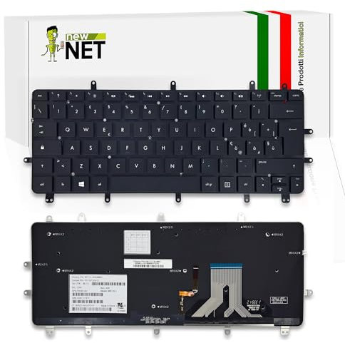 new net - Tastiera Compatibile con HP Spectre XT PRO Ultrabook 13-b000, 13-2000 [Senza Frame - Colore Tasti Nero - Retroilluminata - Layout ITA]