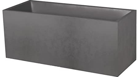 EDA - Fioriera Basalto 98 L - Decorazione in finto cemento - Doppia parete - Area di ritenzione idrica - 99,5 x 39,5 x 43,5 cm - Grigio antracite