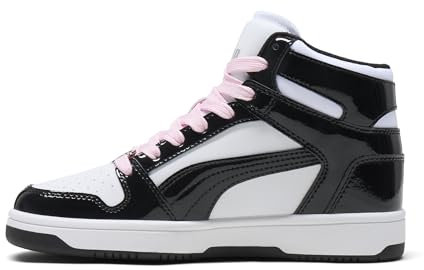 PUMA Baskets mi-hautes Rebound Layup unisexe pour enfant, Puma Blanc-Puma Noir-Rose pâle, 5.5 Big Kid