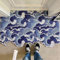 Feblilac Blue Wave Entrance Door Mat, Japanese Style Anti Skid Doormat, PVC Coil Door Mats for Home, Washable Entryway Doormat