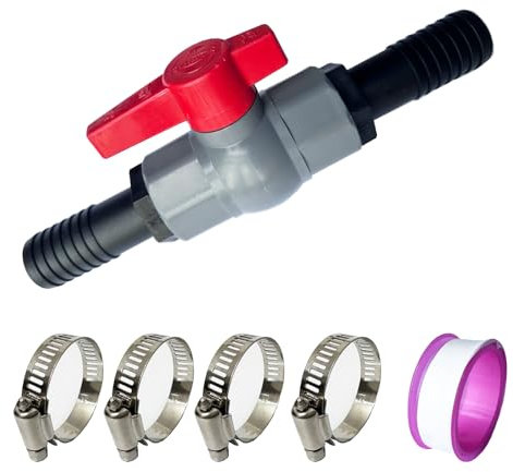 ZLLZPZD Kugelhahn mit Schlauchverbinder, 40 mm PVC Kugelhahn, Absperrventil, pool Absperrhahn Inkl. 1 Absperrventil Innengewinde 1 1/4(40 mm) und 2 Schlauchtüllen 32 mm