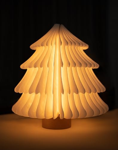 ZBOLE Weihnachtsbaumlampe, Weihnachtsdekoration mit LED-Lichtern, warm beleuchtete Baumlampe für die Wohnkultur, originelle Tischlampe für das Schlafzimmer (Buche)