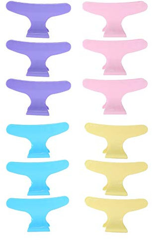 Sunicon 12 pinzas de salón de mariposa, pinzas para el pelo, pinzas para sección de pelo, herramienta de peluquería para peinar, seccionar, cortar, colorear pinzas para el pelo, (Colorful hair clips)