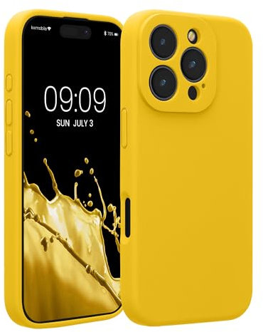 kwmobile Handyhülle kompatibel mit Apple iPhone 16 Pro Hülle - gummierte Handy Case aus Silikon in Strahlend Gelb