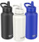 SHO Guzzler Water Bottle with Straw Lid - Leakproof, Dishwasher Safe, BPA Free, No Sweat, Vacuum Insulated Double Walled Stainless Steel Flask, 950ml & 1900ml - 24 Hours Cold (Cream Leopard, 950ml)