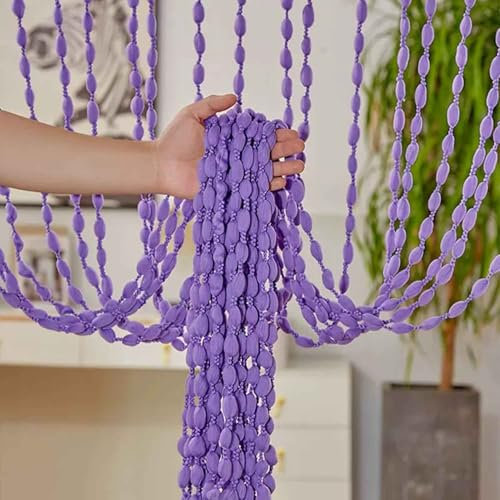 String Curtains For Doorways Interior Beaded Curtain Beaded Curtain For Closets Divider Strip Tassel Beads Curtain For Doorway Window Living Room Bedroom Decor(Purple)