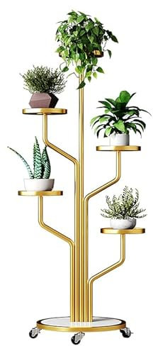 LIJBDDM Metall-Blumenständer, 5 Etagen, hoch, Blumentopf-Regal, für drinnen und draußen, rostfreies Eisen, Gartenhalter, vertikale Pflanzenregale, für Terrasse, Garten