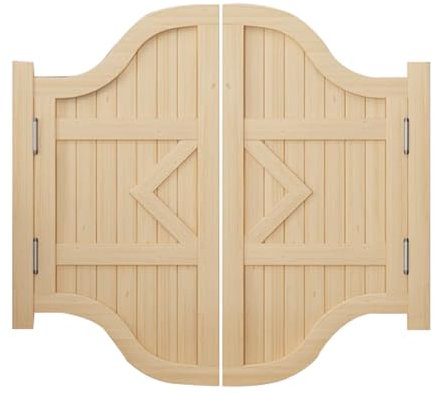 GOCHUSX Portails Battants Doubles Portes Café, Porte De Salon en Bois Massif, Porte De Cuisine À Double Ouverture, Décoration De Portail De Clôture D'entrée pour Cloison D'entrée(90x80cm)