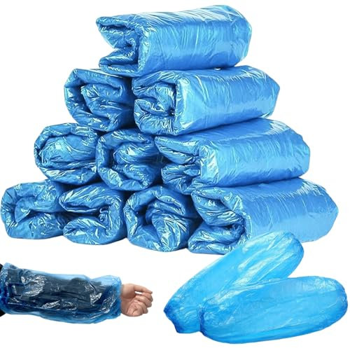 200 protectores de mangas desechables, impermeables, 40 x 20 cm, desechables, con goma elástica en las aberturas, protector de mangas contra la suciedad para pintar, reparar, limpiar, tatuar, ducharse