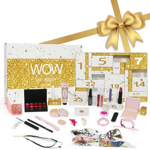 Adventskalender 2024 Frauen,24pcs Christmas Makeup Box, Adventskalender 2024 Beauty,Anticipation of Christmas with 24 Beauty Moments,Make up Adventskalender 2024,Gift Welcome 2025, Women & Girls Gift