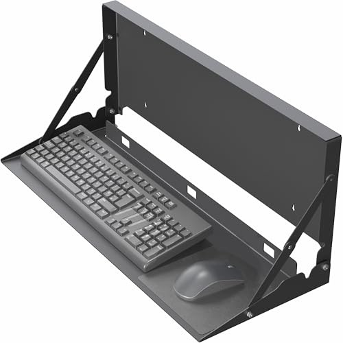 VIVO Black Flip Down 24 Inch Keyboard Tray Wall Mount, Mount-FDKB1 | Fits Standard Size Keyboards and Mice, Fold Down Typing Platform, Space Saving Design, Mouse Pad Included