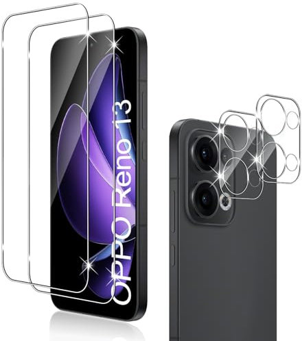 Holilo Para OPPO Reno 13 5G [2+2 Piezas] Protector de Pantalla Cristal Templado + Protector cámara, 9H Dureza HD Vidrio Templado Anti-Arañazos Sin Burbujas Glass Screen Protector