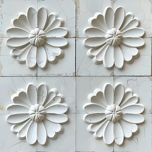 Livelynine Peel and Stick Wallpaper Floral 3D Effect Off White Rustic Flower Flower Wallpaper for Girls Bedroom Hall Country House 44.5CMx7M Faux 3D Embossed Contact Paper Self Adhesive for Furniture