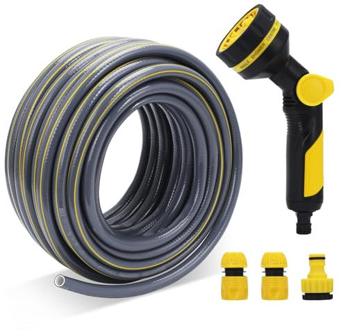 Tuyau d'arrosage de 10 m, anti-torsion, résistant et renforcé, anti-explosion, avec adaptateur de robinet 2 en 1, connecteur rapide d'extrémité de tuyau, avec pistolet pulvérisateur d'eau 10 modes