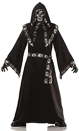 UNDERWRAPS Skelettmagier Kostüm-Robe mit Kapuze - Größe: M-L - Horror Verkleidung Halloween & Grusel-Party