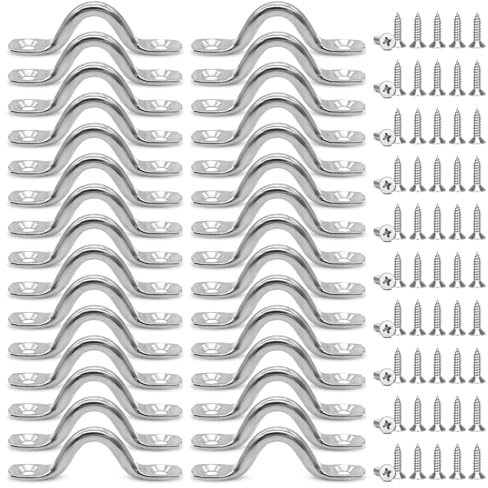 WYYFXY® 30 Stück Pad Eye Edelstahl, 5 mm Decksplatte Augplatten Augplatte Edelstahl 304 Befestigungshaken Fenderöse Edelstahl mit 60 Schrauben für Decksplatte, Kajak, Kanu
