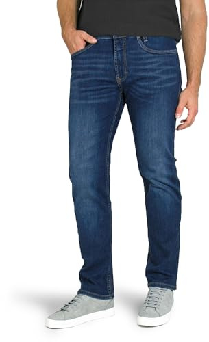 MAC Jeans Herren Arne Straight Jeans, Stretch Denim 1968.H765 Navy Blue Used Whisker