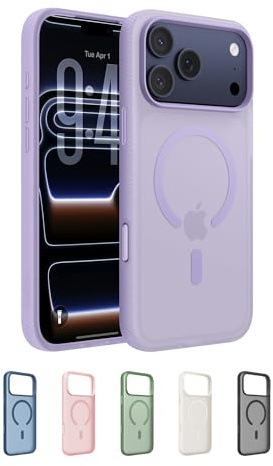 Belkin SheerForce Grip MagSafe Compatible iPhone 17 Pro Max Case with Slim Design & Anti-Slip Side Lines - Magnetic, Transparent, & Shockproof Protective iPhone Case - Lavender