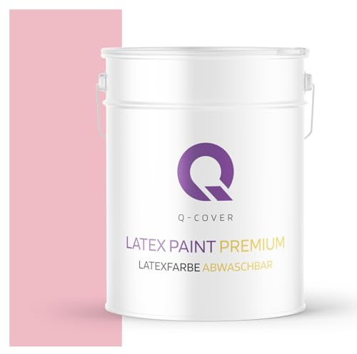 Q-COVER Latexfarbe Abwaschbar 10L (ca.70m2) Hellrosa Farbton Innenfarbe Wandfarbe Deckenfarbe Klasse 2 Mattfarbe Für Allergiker Scheuerfest Geruchlos Frei Von Voc