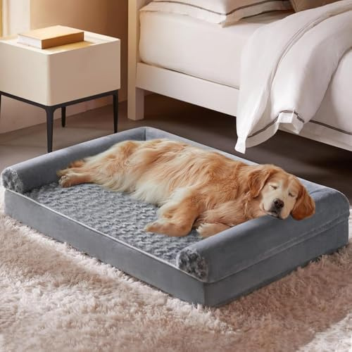 Quilmfoam Large Orthopaedic Dog Bed with Egg-Crate Foam, Extra Large Washable Waterproof Pet Sofa Bed, Raised Dog Bed with Removable Cover for Medium & XL Dogs
