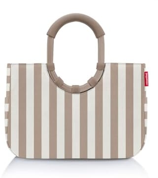 reisenthel loopshopper M summerstripes coffee – Stabile Tasche mit praktischen Fächern aus recycelten PET-Flaschen – Eleganz beim Einkaufen, viel Funktion inklusive!