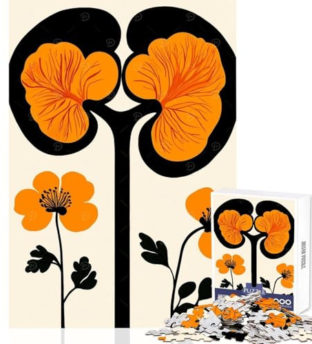 Orangefarbenes Nieren-Puzzle für Teenager 1000 Teile Geschenkidee für Geburtstage und Familienspaß Wanddekoration für Kinder ab 14 Jahren Größe 38x52cm