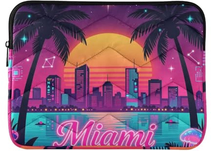 Vintage Beach Retro Neon Laptop Sleeve Case 15-16 Inch Cool Laptop Cases for Work Journey
