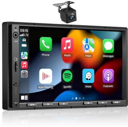 ATOTO F7WE 7 Zoll Doppel-DIN Radio mit Kabellosem CarPlay & Android Auto | In-Cell QLED-Touchscreen, Inkl. Rückfahrkamera, Bluetooth, Dual-Mikrofon, Sprachsteuerung, 12-Band-EQ, MirrorLink