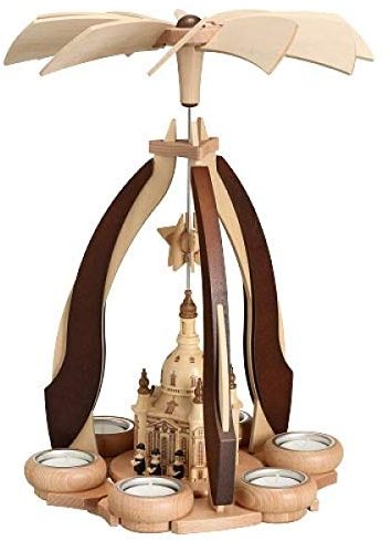 Pyramide Dresdner Frauenkirche für 6 Teelichter, Erzgebirge