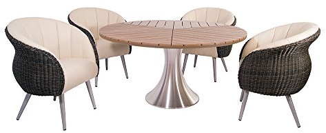 Strandkorbwerk Tischgruppe Sofia Gartentisch Esstisch Dining Armchair Polyrattan Yachtbezug