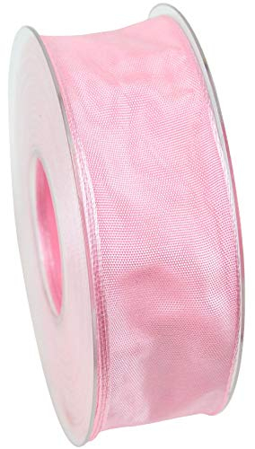 Schreiber Deko Band mit Drahtkante/rosa/Breite 40 mm/Länge: 25 Meter