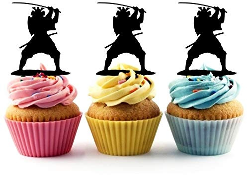 Innovedesire Japan Samurai Kuchenaufsätze Hochzeit Geburtsta Acryl Dekor Cupcake Kuchen Topper Stand für Kuchen Party Dekoration 10 Stück