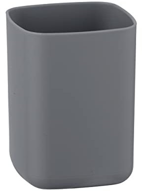 WENKO Zahnputzbecher Barcelona, moderner Zahnbürstenhalter für Zahnpflegeutensilien in Badezimmer und Gäste-WC, Mundspülbecher aus bruchsicherem Spezialkunststoff, BPA-frei, 7 x 10 x 7 cm, Anthrazit