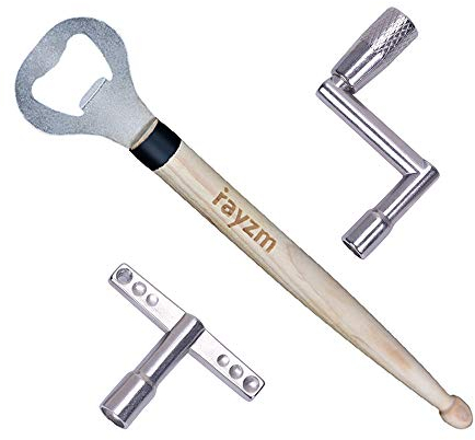 Rayzm Trommelschlüssel, kontinuierliche Bewegungsgeschwindigkeitstaste und Trommel Bier Flaschenöffner, Neuheit Geschenk für Drummer (3er Pack)