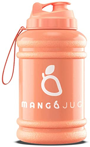 MANGO 2.2L Water Bottle With Straw and Time markings - BPA Free Xl Jug - Extra Large Durable Sports Bottles With Flip Cap - Ideal For Gym and Bodybuilding - Large Sports Reusable Water Bottle (Peach)