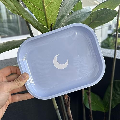 Bandeja de metal Bandeja ligera azul pequeña - Bordes curvos y superficie lisa - 5,5 x 7 pulgadas - Viaje