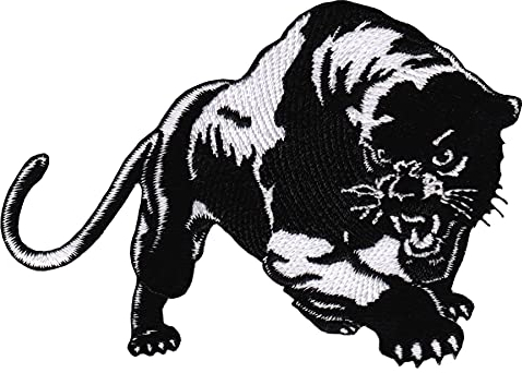 Schwarz Weiß Panter Panther Aufnäher Bügelbild Patch Applikation Größe 9,6 x 6,8 cm