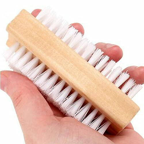 Wooden Nail Brush Scrubbing Finger Toe Washing Up Double Sided Bristles Natural (1 PC)