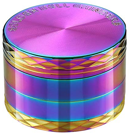 Golden Bell 2 inch Grinder 4 Layer Spice Grinder Stylish Diamond Edge Lid Zinc Alloy Grinder - Rainbow Color