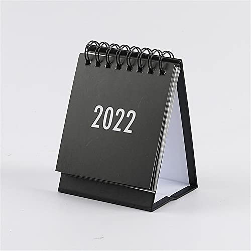 ZAW Kalender 2021 2022 Einfache Schreibtisch Coil Calendar mit Aufkleber Mini Dual Daily Termine Tabellenplaner Jährlicher Organizer Bürobedarf Wandkalender Tischkalender (Color : 2022 Black)