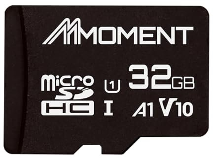 MMOMENT Micro SDHC Karte, A1, UHS-I, U1, V10, Class 10 kompatibel, 4K Ultra HD kompatibel, Lesegeschwindigkeit bis zu 90 MB/s, SD-Adapter enthalten (32GB, Schwarz - A1, U1, V10)
