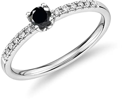 Juweliergift 925 Sterling-Silber Halo Versprechen Ring Natürlicher Schwarzer Onyx Edelstein Hochzeit Engagement Solitaire Ring Frauen und Mädchen Schmuck: J